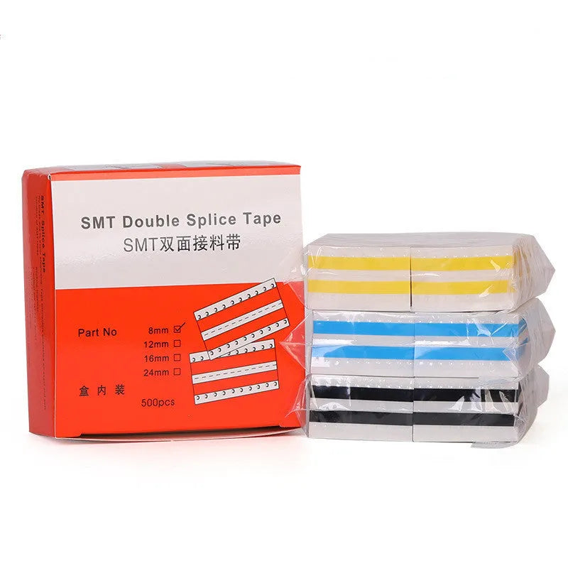 SMT double-sided splicing tape for placement machines in yellow, black, blue and gum colours