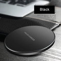 Black ultra-thin square 9V Qi fast wireless charging pad with USB cable