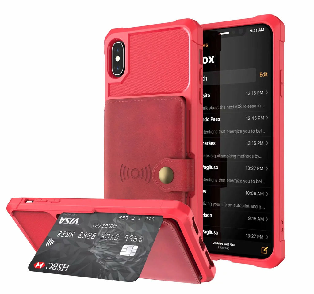 Geometric patterned PU leather mobile phone case for iPhone and Samsung in five colour options.