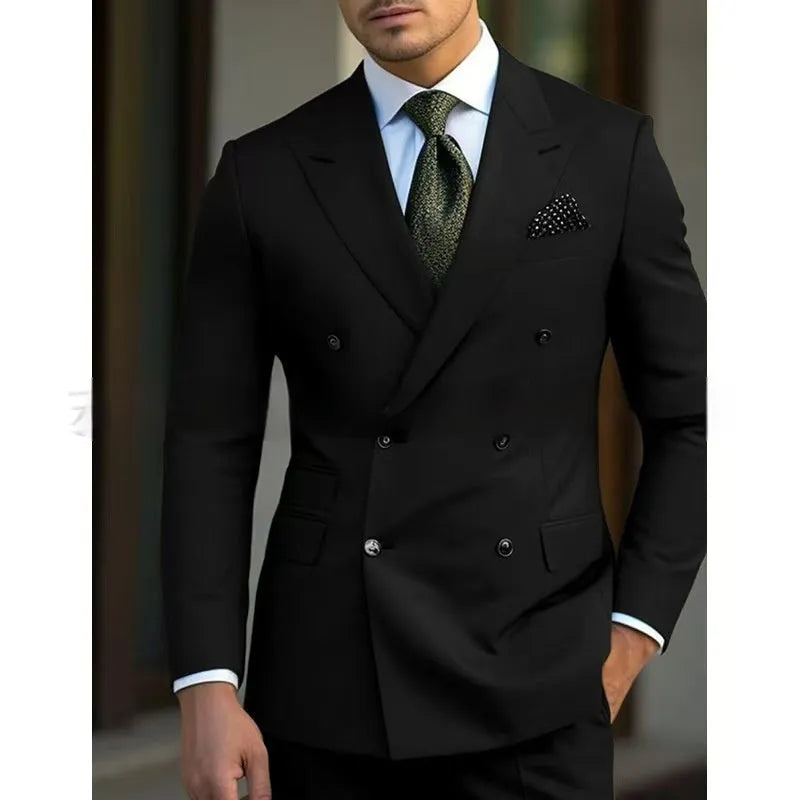 Men's light business two-piece suit set in a regular fit, shown in one of five available colours.