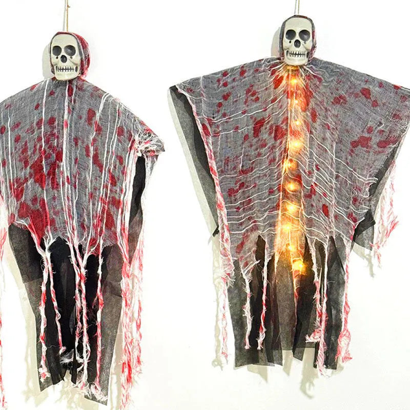 Blood-dyed luminous plastic skull hanging ghost Halloween ornament