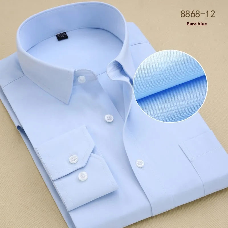 Men's black slim fit cotton business shirt with long sleeves for office wear