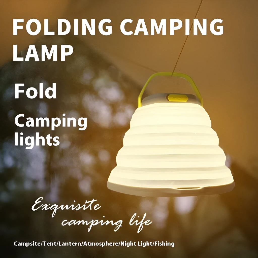 White camping lamp with large capacity battery for tent lighting and outdoor use