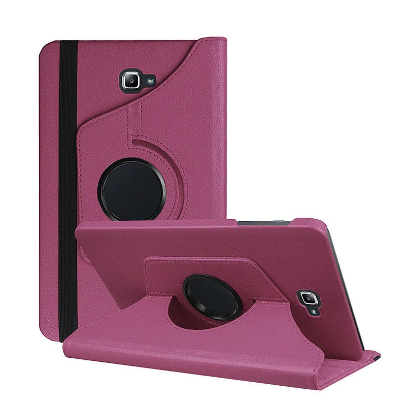 Lenovo tablet rotating leather case in clamshell design showing litchi grain texture in black colour