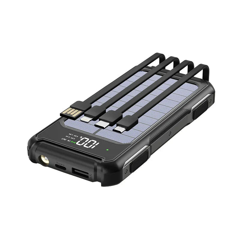 Military grade mobile power bank in black, green, or orange, showing front view with dimensions 149mm by 73mm.