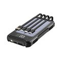 Military grade mobile power bank in black, green, or orange, showing front view with dimensions 149mm by 73mm.
