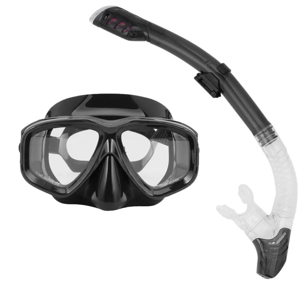 Colour options for a snorkelling mask with a PC frame, silicone strap, and transparent lens.