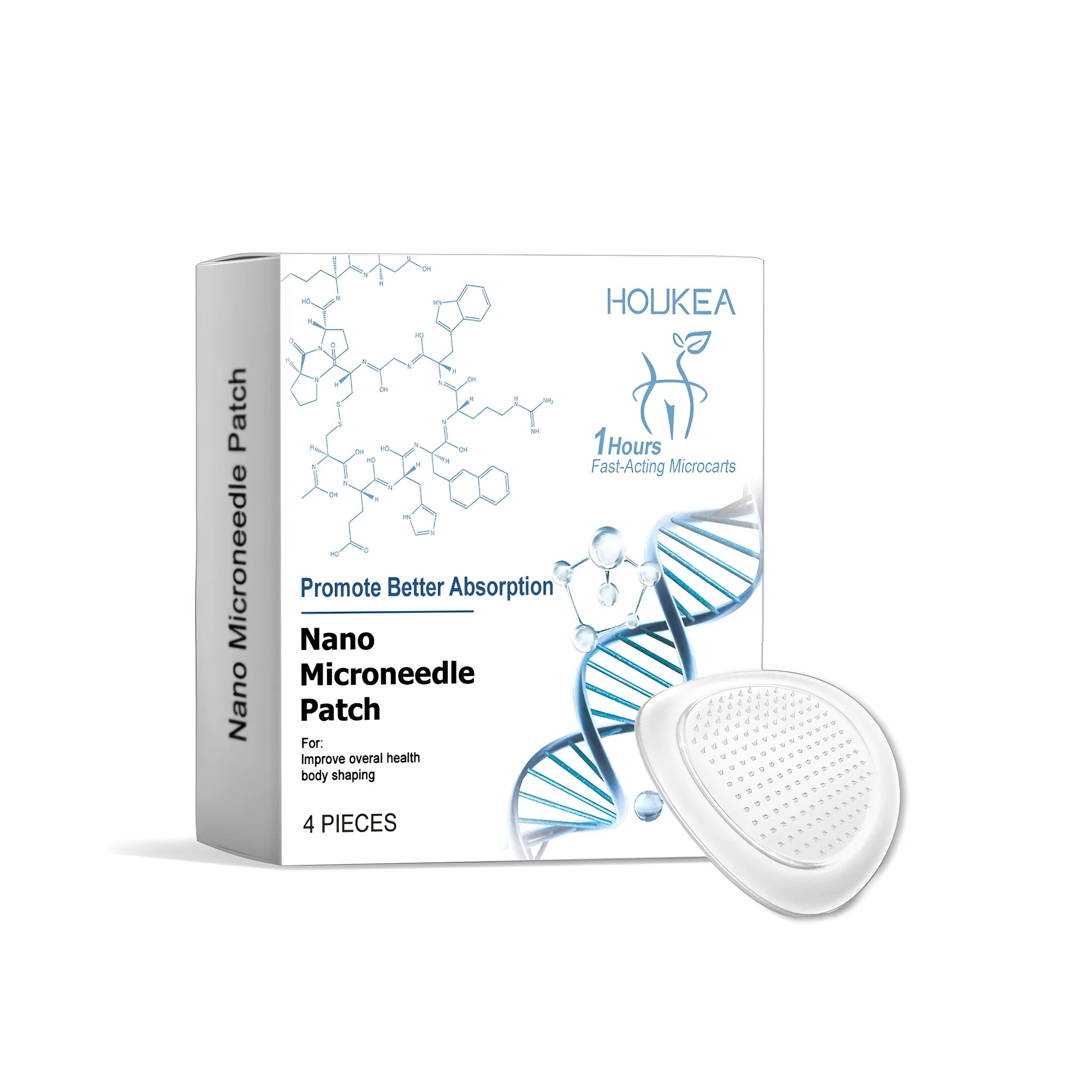 Four individually packaged nano microneedle facial patches in a set