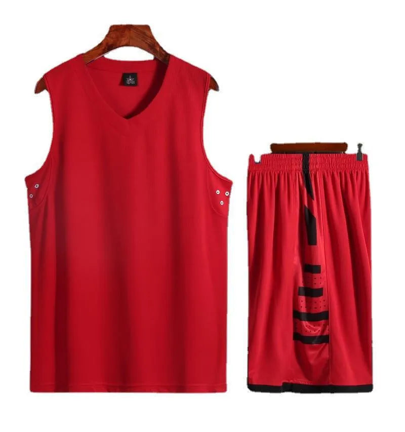 Black and white polyester basketball sports vest and matching pants for unisex training