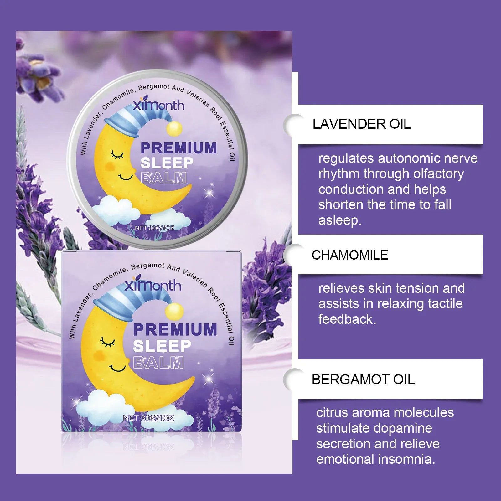 30g jar of Sleep Goodnight gentle formula night cream with lavender and valerian