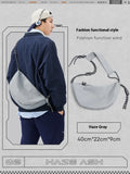 Men's lightweight nylon messenger bag in solid colour with large capacity for daily commuting