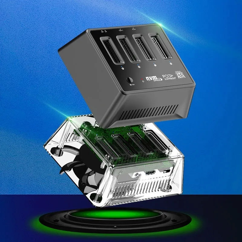 Aluminium M2 SSD base in K30174P2 colour measuring 90x78x34mm with packaging