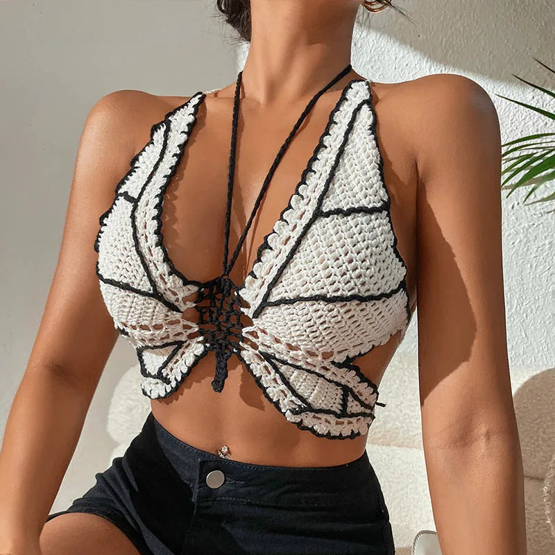 Women's black and white classic bikini swimsuit with separate top in free size