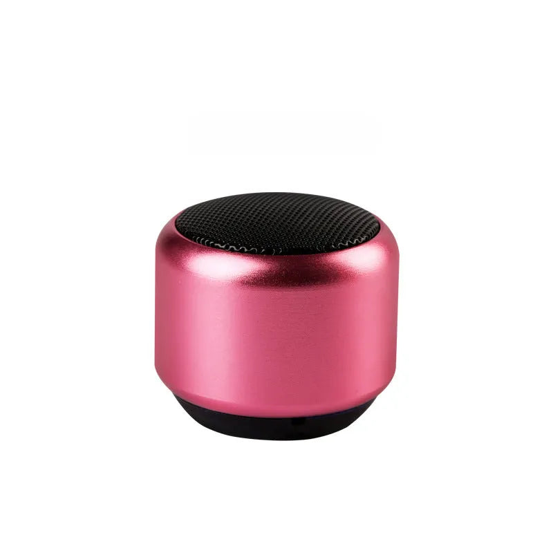 Portable outdoor mini Bluetooth speaker in black, blue, gold, or pink colours