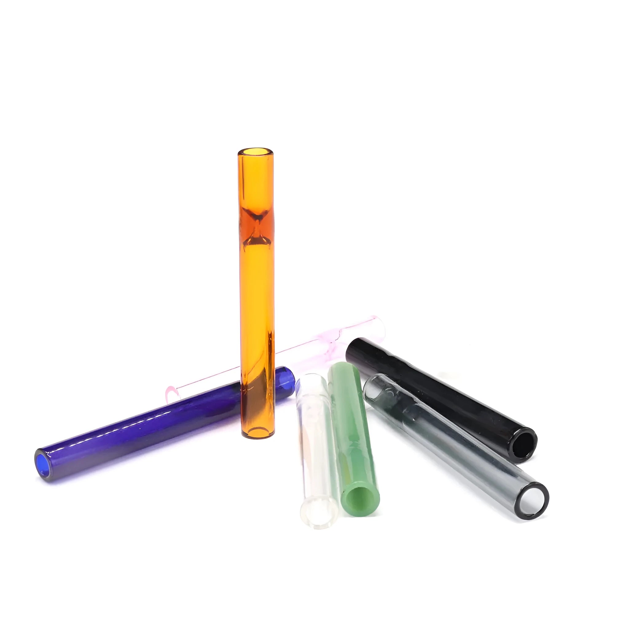 Clear glass telescopic smoking pipe with straight suction nozzle