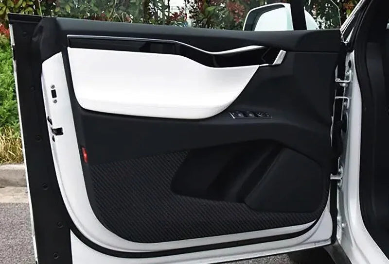 Carbon fibre protective film for Tesla Model S door controls in 4-piece set