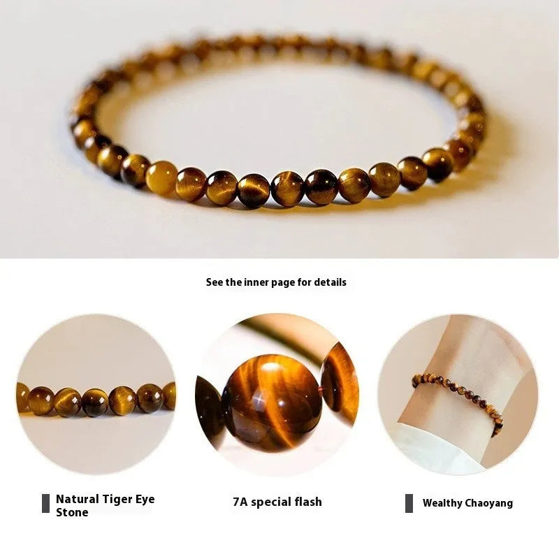 Tigereye stone bracelet with geometric rounded design in new Chinese style