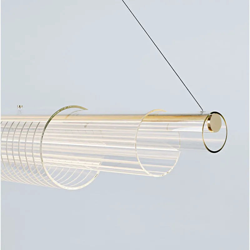 Modern glass pendant lamp with iron fittings and LED lighting for restaurants