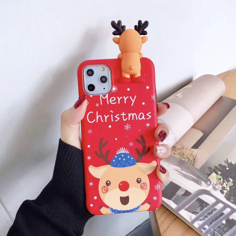Christmas themed silicone back cover case for iPhone in one of four colour options