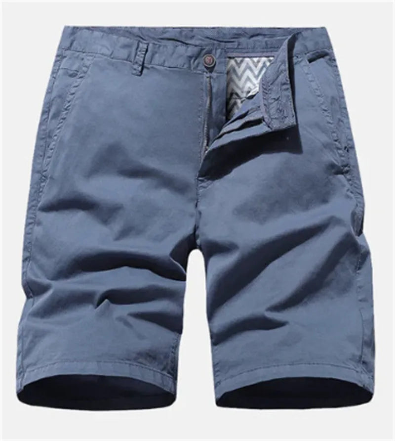 Printed denim casual shorts with elastic waist in straight leg cut available in blue, green and red colours