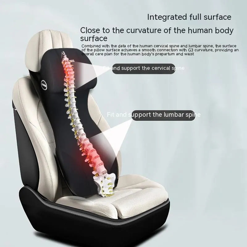 Automotive memory foam cushion and headrest lumbar support set in multiple colours