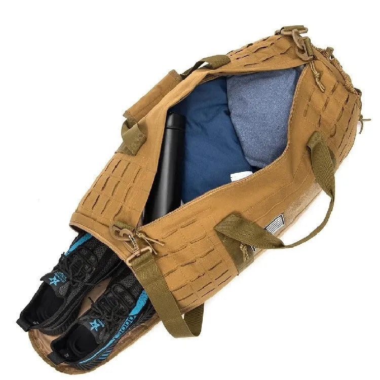Men's waterproof Oxford cloth sports travel handbag with air pillow belt in khaki colour