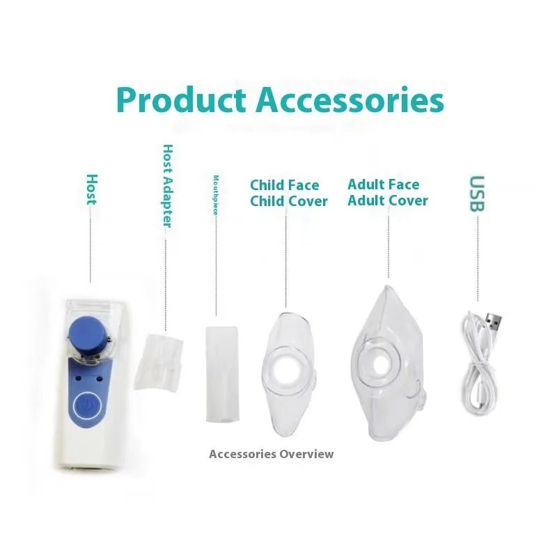 USB handheld household nebuliser spray machine with columnar plastic design and single fog outlet