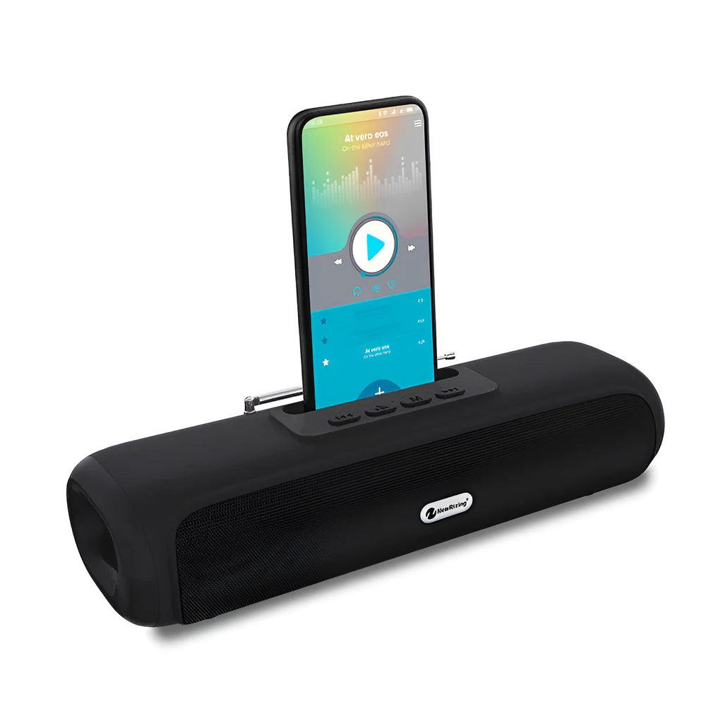 Wireless desktop long strip subwoofer in black, blue, red, or silver grey colours