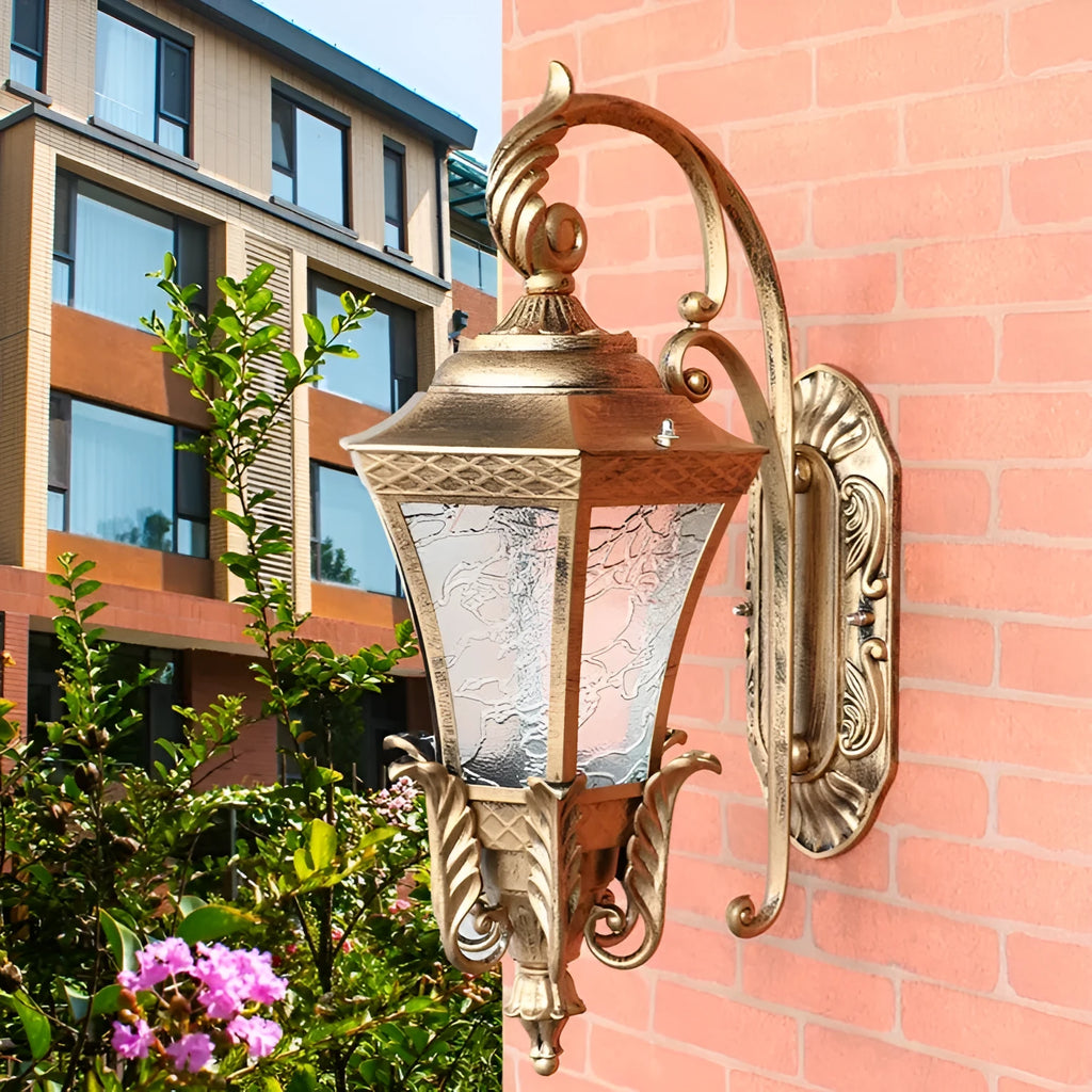 European-style outdoor wall light in black or bronze finish with IP54 waterproof rating