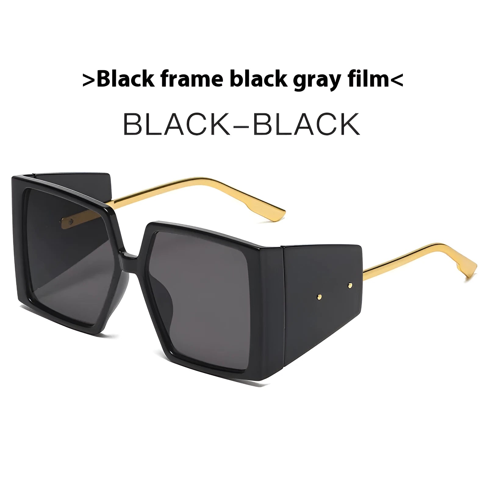 Large square frame sunglasses with UV400 protection in multiple colour options