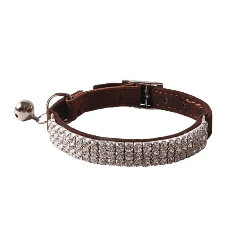 Adjustable flocking cat collar with elastic buckle in six colour options