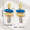 Geometric multicolour stud earrings with zinc alloy construction and electroplated finish