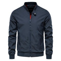 Men's solid colour thin casual jacket in polyester fabric shown in dark blue