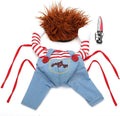 Halloween striped harness pants and bandana 3-piece costume set for dogs and cats with knife accessory
