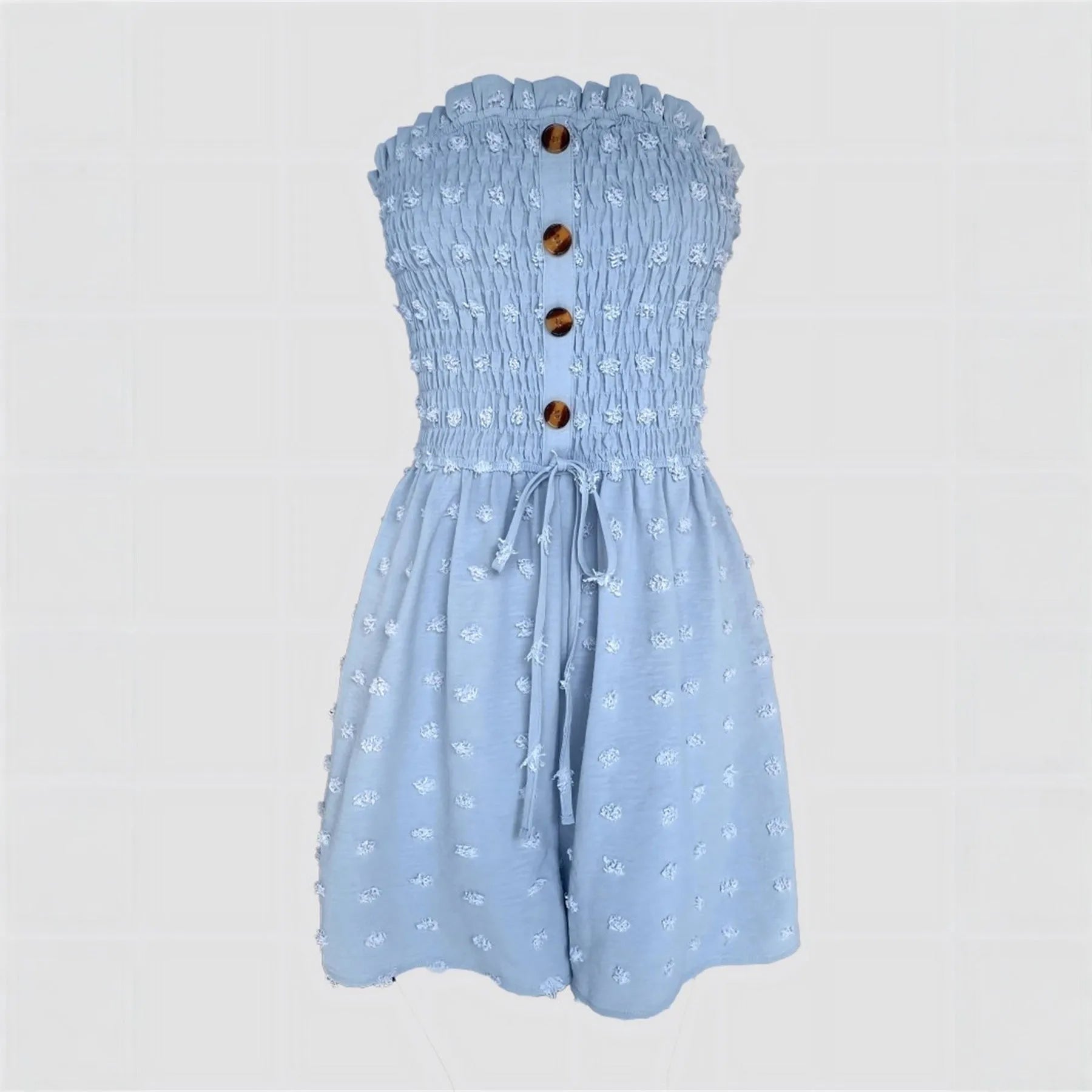 Women's off-shoulder jumpsuit in solid colour with sleeveless design and casual styling
