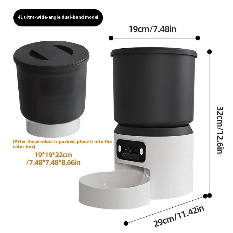 4L smart pet feeder with mobile app control and optional camera for cats and dogs