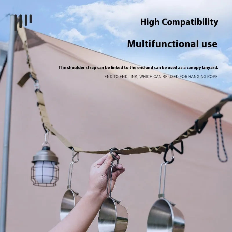 130cm outdoor hanging rope storage belt with hook-and-loop fastening in black colour