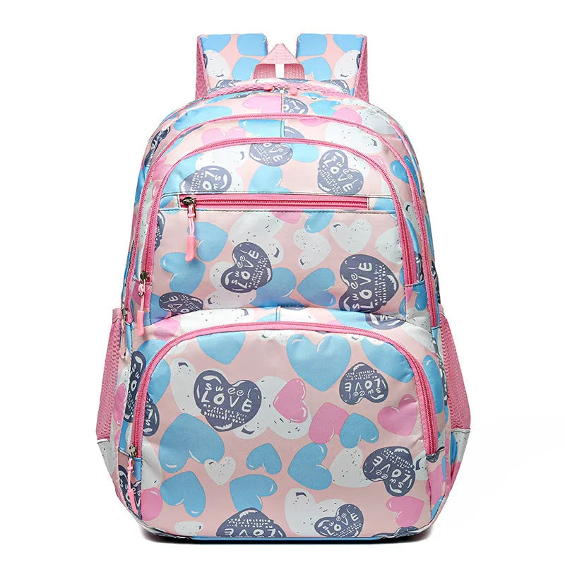 Oxford cloth student backpack with air pillow shoulder straps in blue, red, gray, or pink