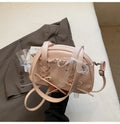 Women's casual shoulder handbag with bandage bow detail in PU material showing internal phone compartment