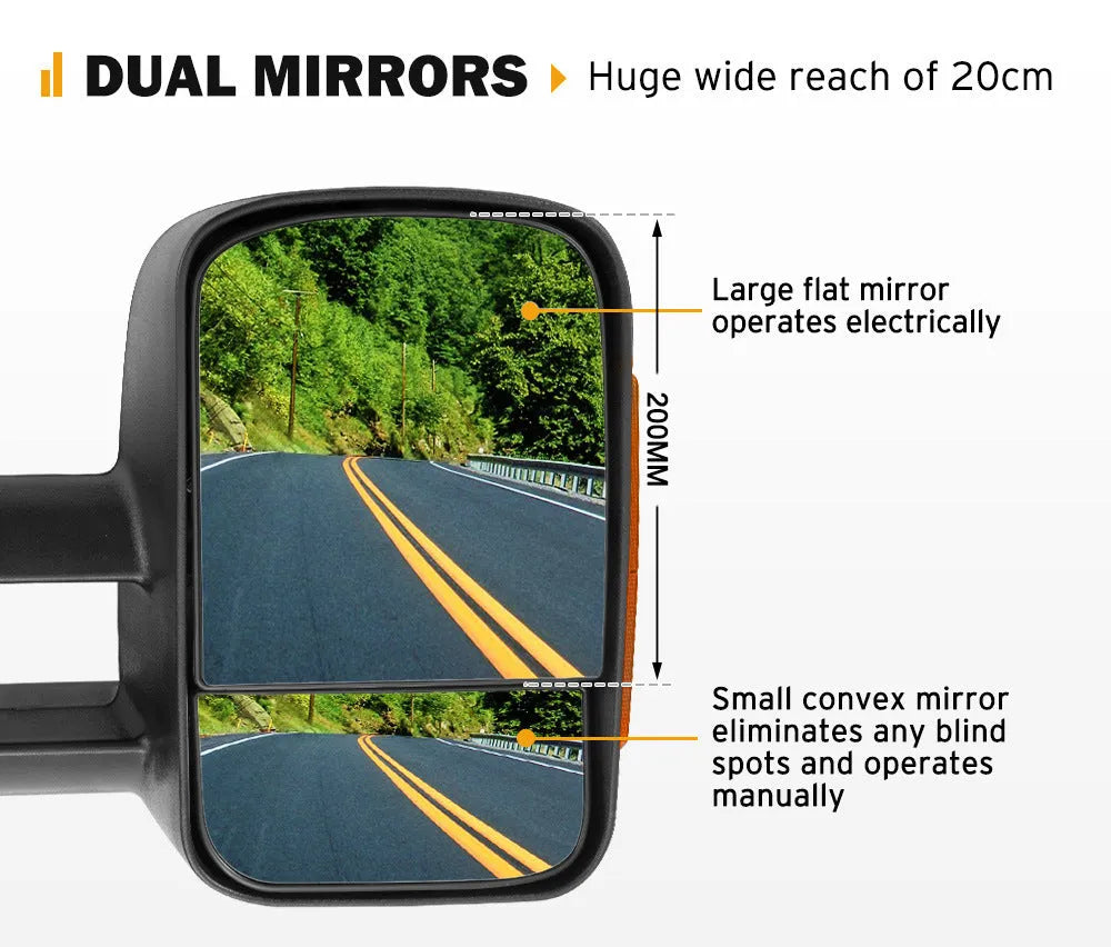 Black exterior rear vision mirror with integrated indicator light for Nissan NP300 D23 2015-onwards
