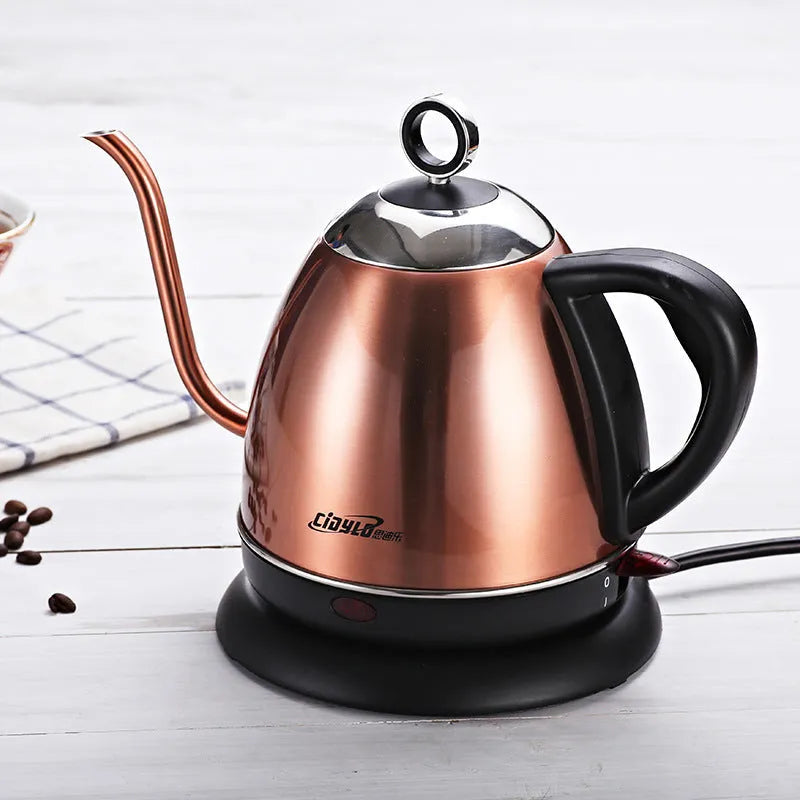 Automatic stainless steel kettle in gold colour with touch controls and 1 litre capacity