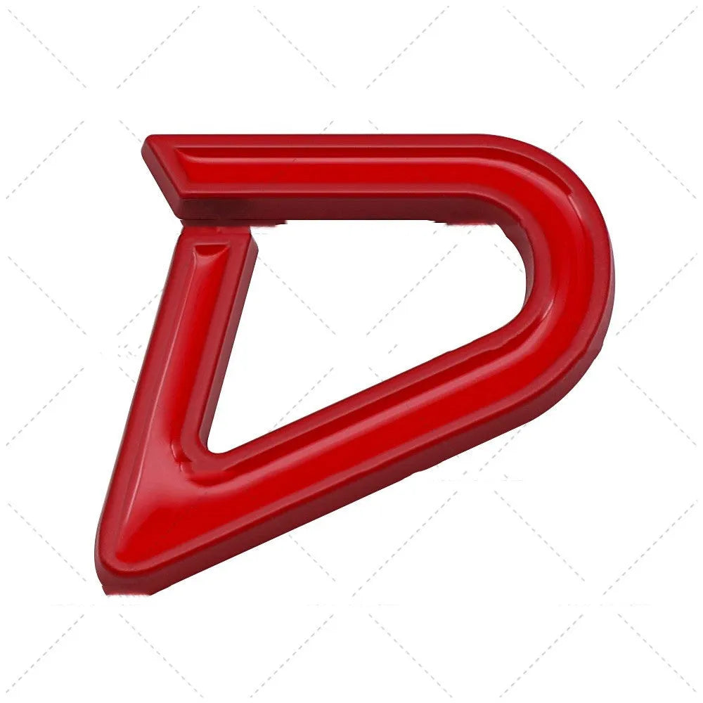 Metal car sticker decorative label with SD and D patterns in red silver colour for vehicle modification