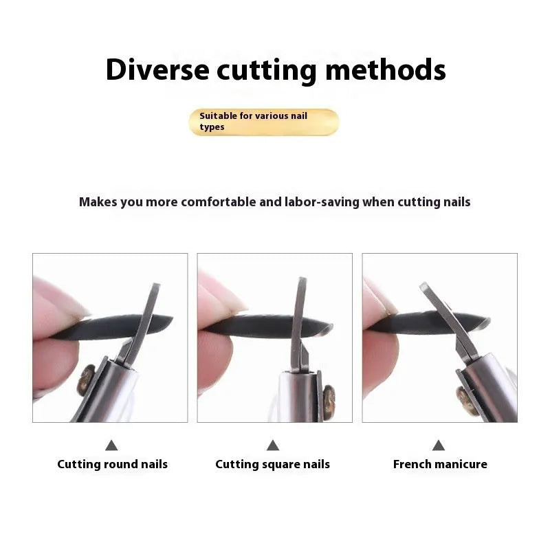 Stainless steel French U-shaped nail art scissors on a neutral background.