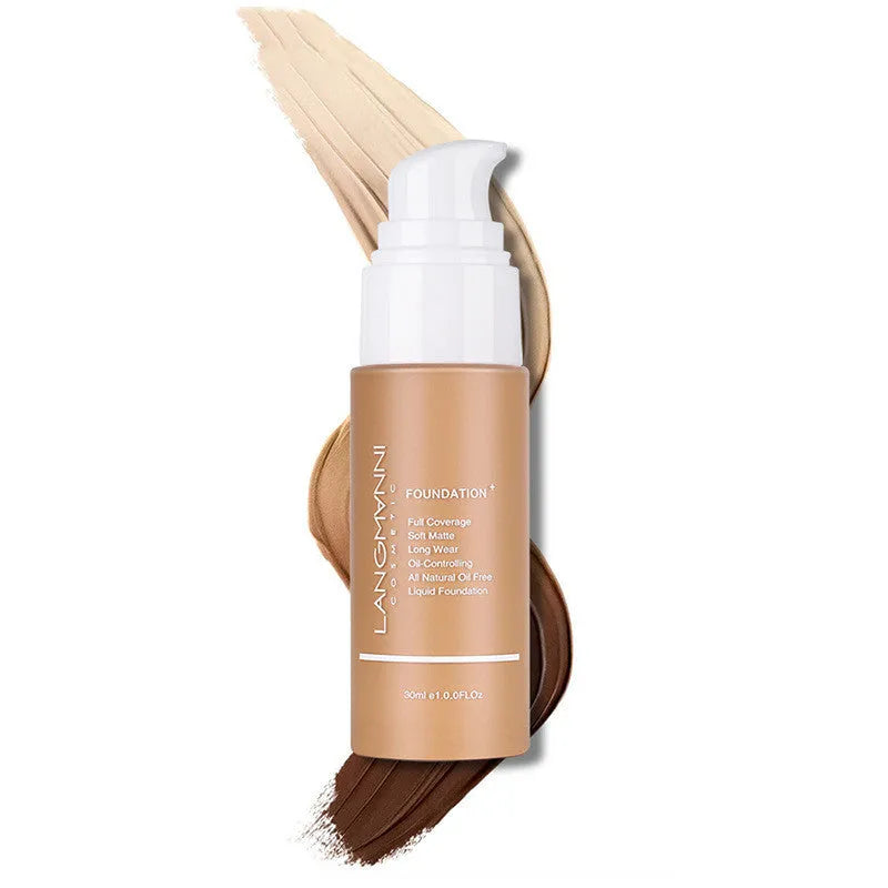 Liquid foundation oil control concealer in a squeeze tube with colour swatches showing 13 shade options