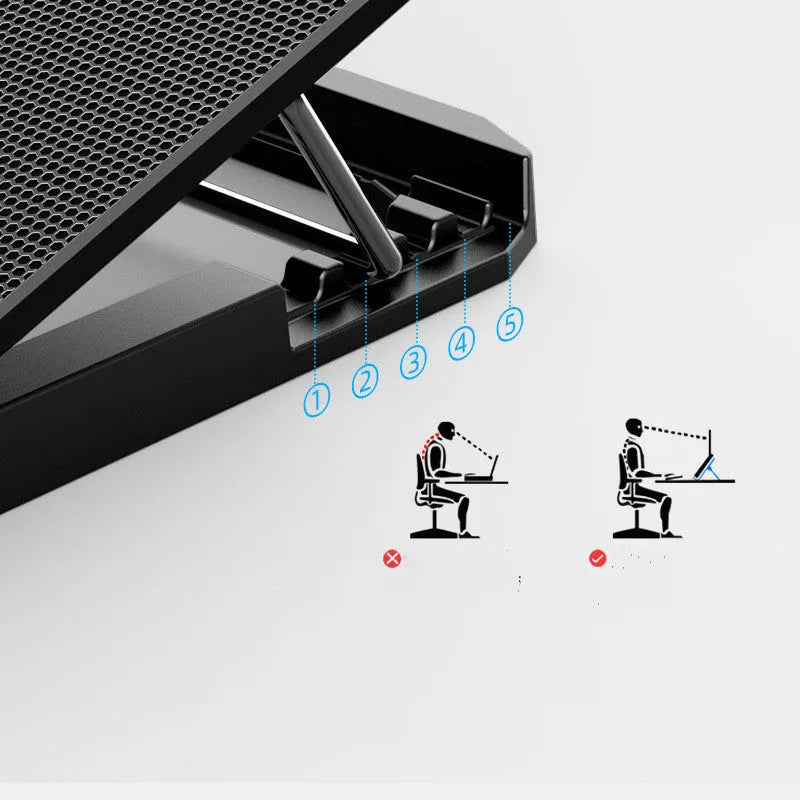 A9 Laptop Cooler with six fans on alloy platform, 360x255x27mm, black regular version