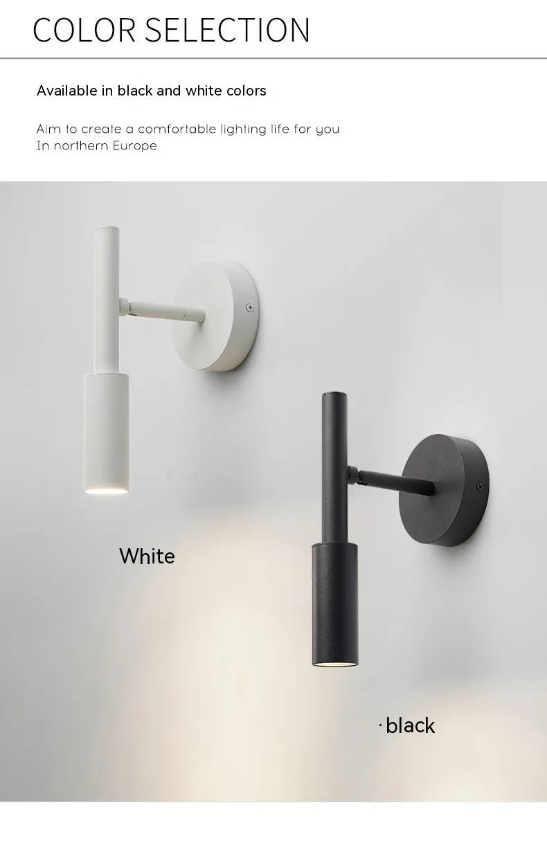 Modern wrought iron wall lamp with three colour lighting in black or white finish