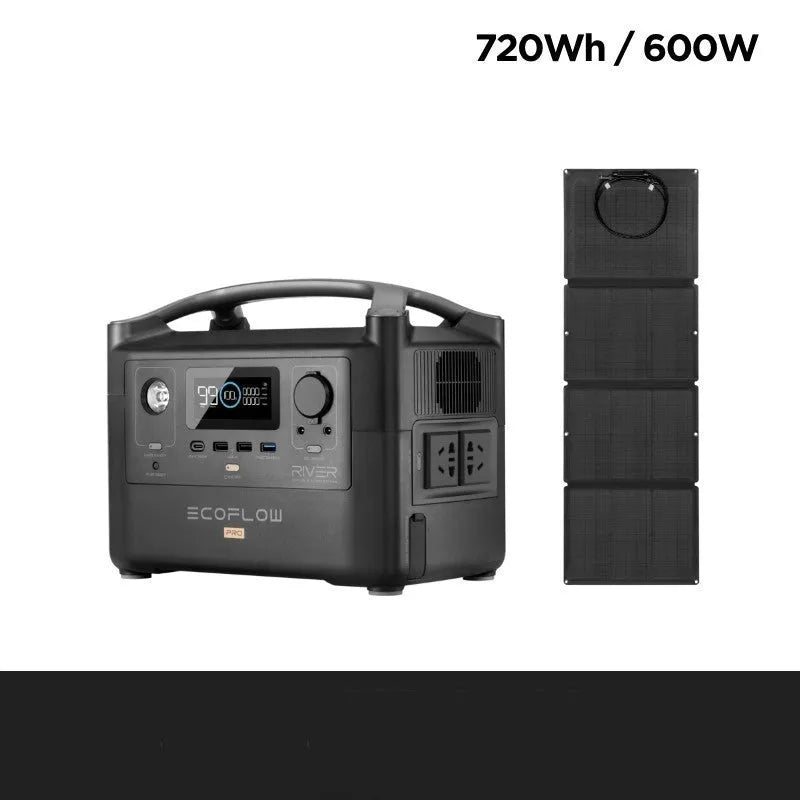 RIVER Pro 720Wh portable power station with multiple charging ports on front panel