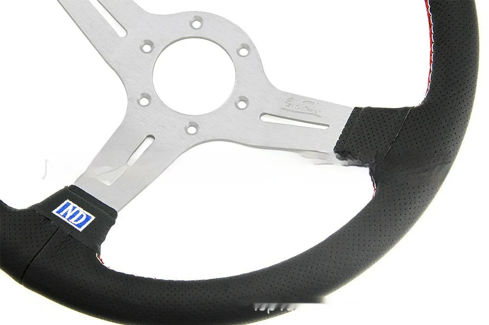 14-inch leather steering wheel with concave centre design in black skeleton variant