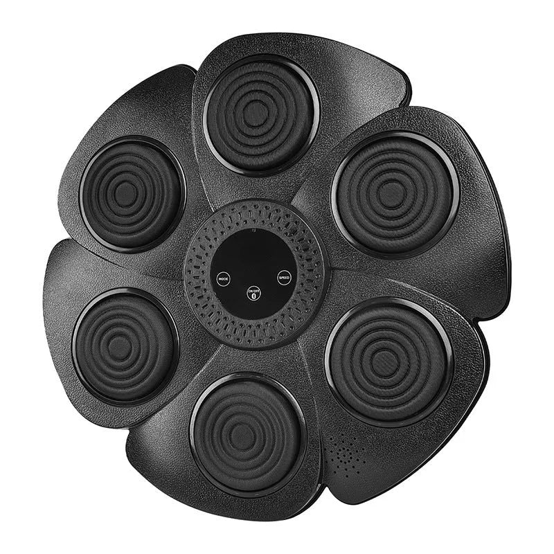 Black smart boxing wall target with LED lights and Bluetooth, includes half-finger boxing gloves