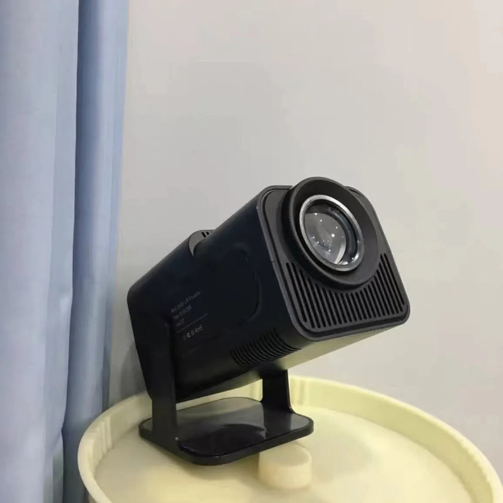 720p HD home projector with portable handle showing wireless connectivity ports